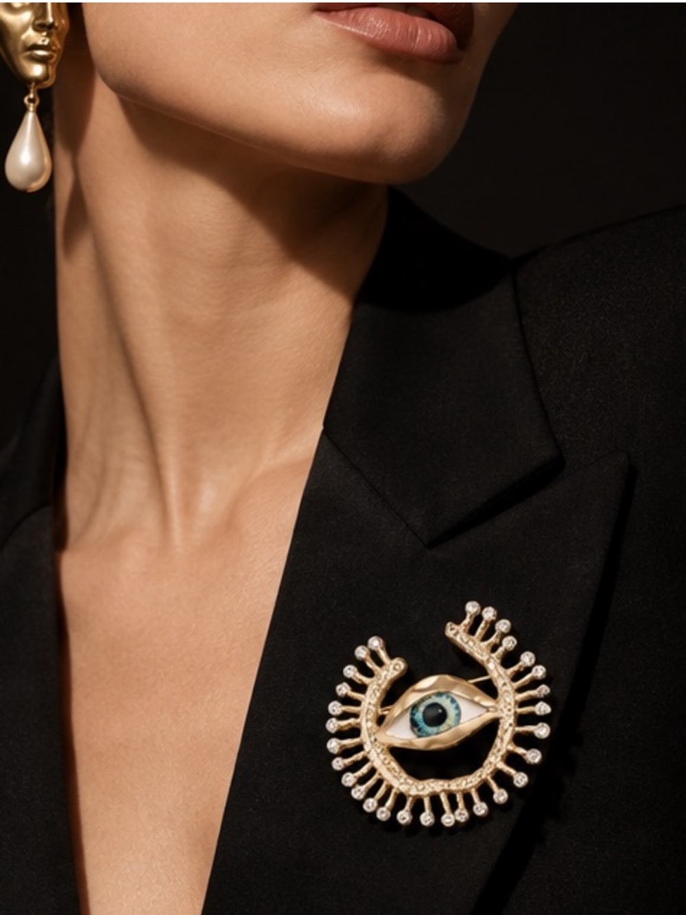 Surreal Eye Brooch in Gilded Gold